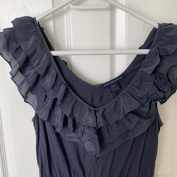 French Connection Cotton Modal Silk Ruffle Romper - Picture 3 of 6